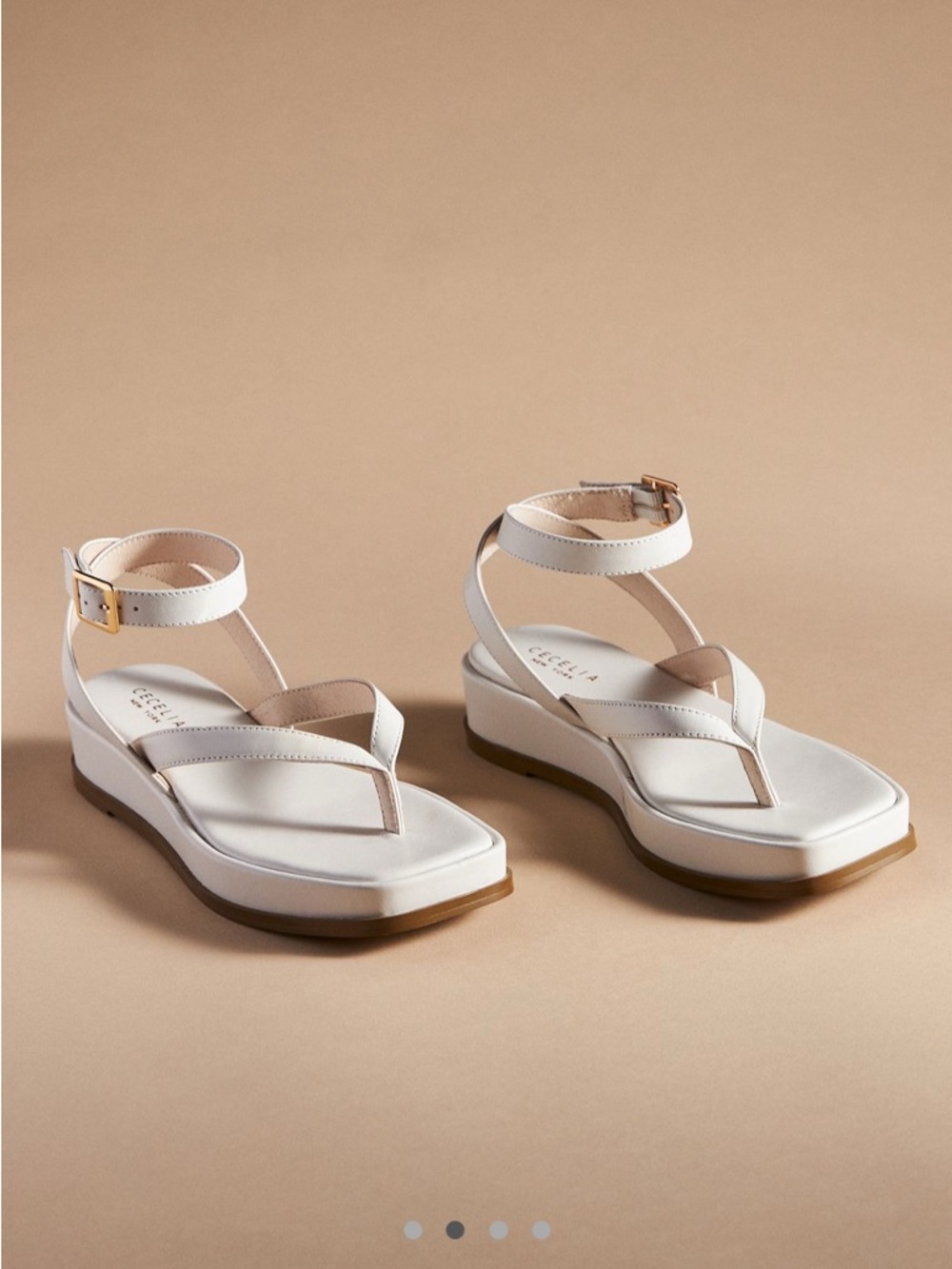 Cecilia New York White Ankle-Strap Wedge Sandals - Women's